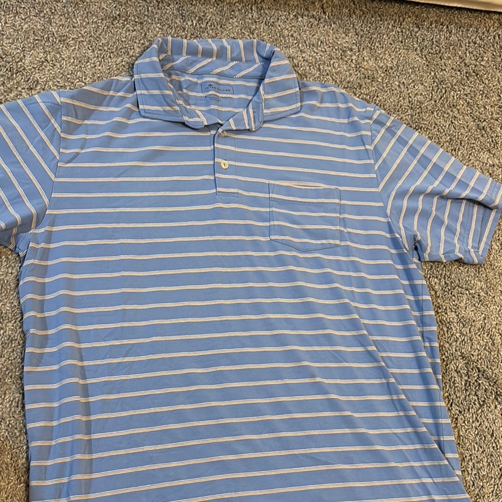 Men's Blue Striped Polo Shirt